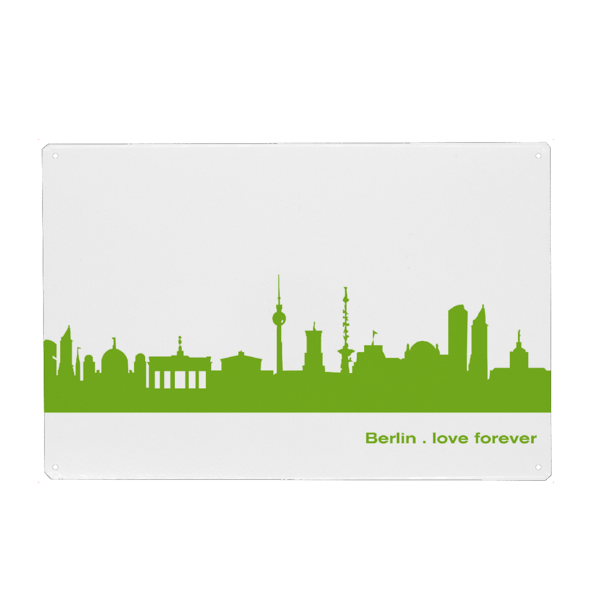 Metall Poster "Berlin 01 Skyline Print monochrome green" artboxONE - Städte,Städte / Berlin,Abstrakt,Architektur