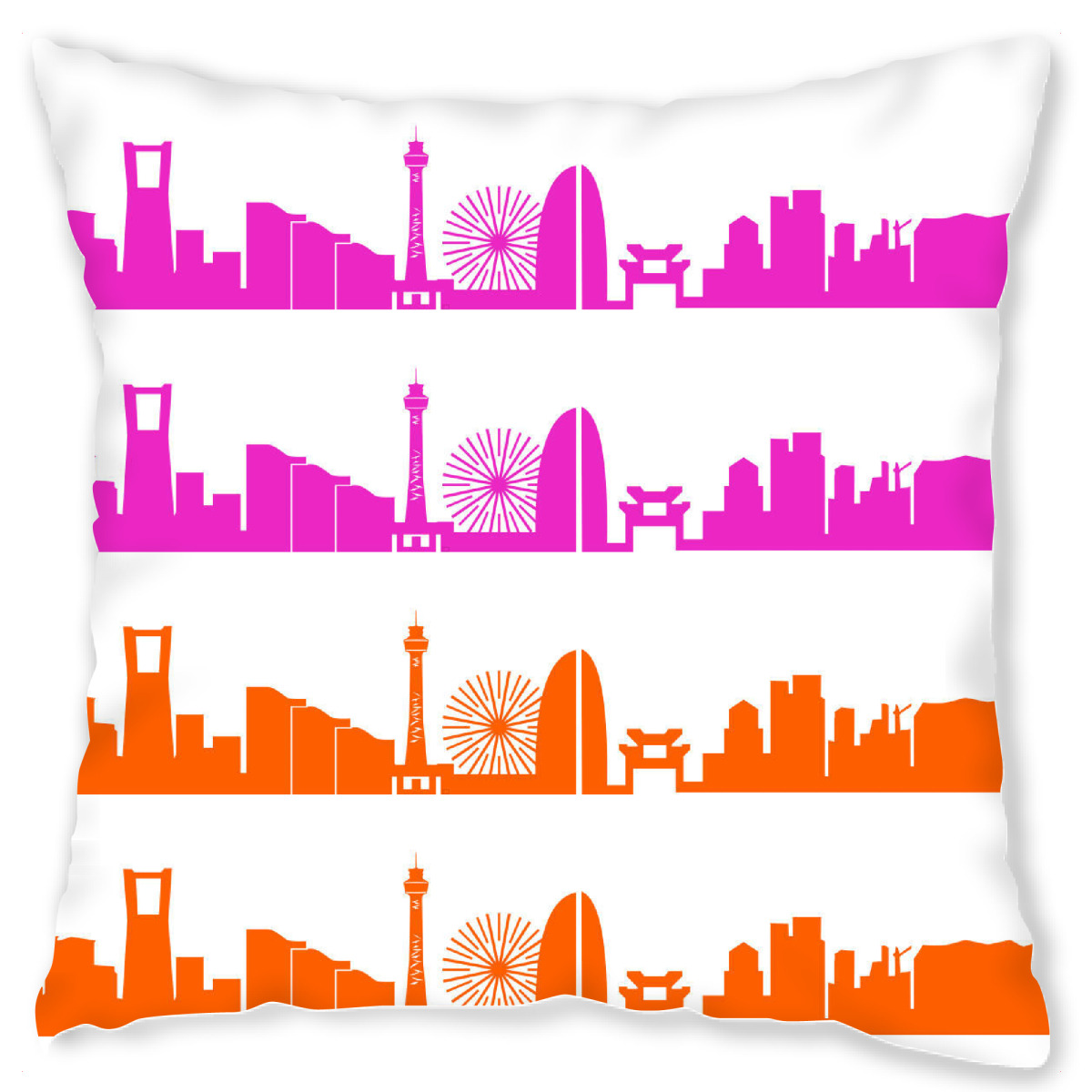 Design-Kissen "Yokohama 01 Bicolor pink orange" artboxONE - Stߤdte,Reise,Abstrakt,Architektur,Reise / Asien,Weihnachten,Stߤdte / Weitere