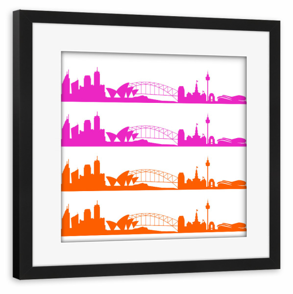 Poster mit Rahmen schwarz "Sydney 01 Bicolor pink orange" artboxONE - Städte,Reise,Liebe,Weihnachten,Städte / Sydney