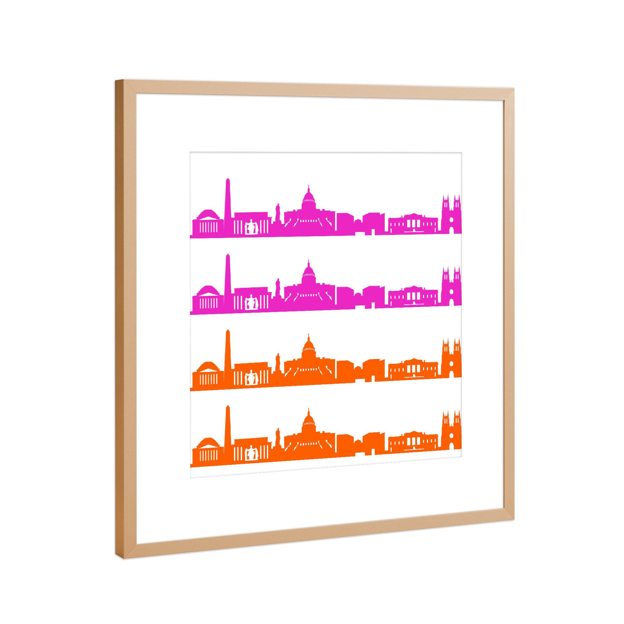 Poster mit Rahmen Kupfer "Washington 01 Bicolor pink orange" artboxONE - Städte,Reise,Abstrakt,Architektur,Weihnachten,Städte / Washington