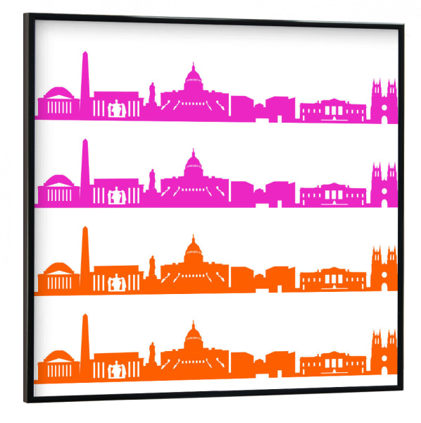 Poster mit schwarzem Rahmen 30x30 cm "Washington 01 Bicolor pink orange" artboxONE - Städte,Reise,Abstrakt,Architektur,Weihnachten,Städte / Washington