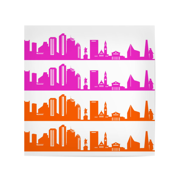 Poster 20x20 cm "Boston 01 Bicolor pink orange" artboxONE - Städte,Reise,Abstrakt,Architektur,Weihnachten,Städte / Boston
