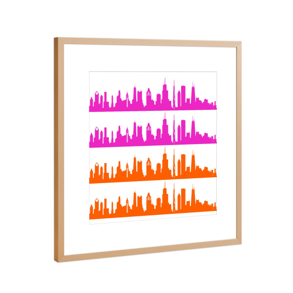 Poster mit Rahmen Kupfer "Chicago 01 Bicolor pink orange" artboxONE - Städte,Reise,Abstrakt,Architektur,Städte / Chicago,Weihnachten