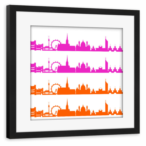 Poster mit Rahmen schwarz "Vienna 01 Bicolor pink orange" artboxONE - Städte,Reise,Abstrakt,Architektur,Liebe,Weihnachten,Städte / Wien