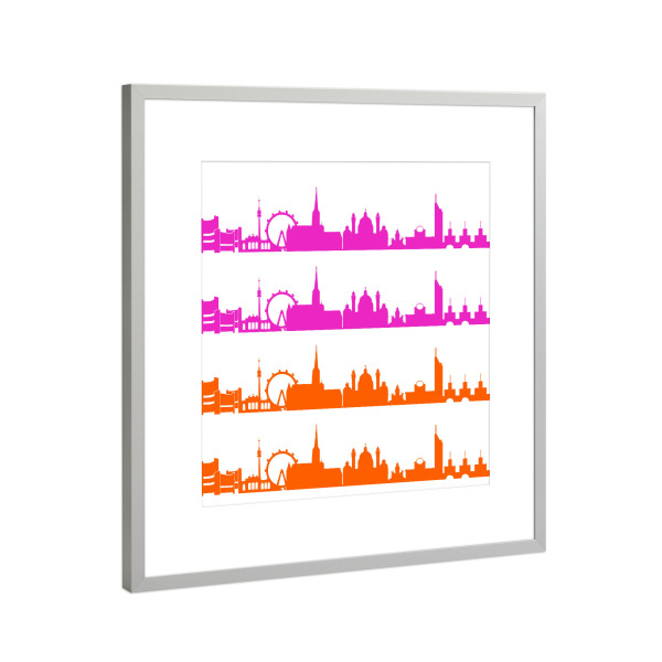 Poster mit Rahmen Silber "Vienna 01 Bicolor pink orange" artboxONE - Städte,Reise,Abstrakt,Architektur,Liebe,Weihnachten,Städte / Wien