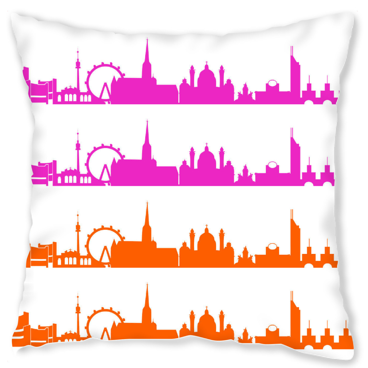 Design-Kissen "Vienna 01 Bicolor pink orange" artboxONE - Stߤdte,Reise,Abstrakt,Architektur,Liebe,Weihnachten,Stߤdte / Wien