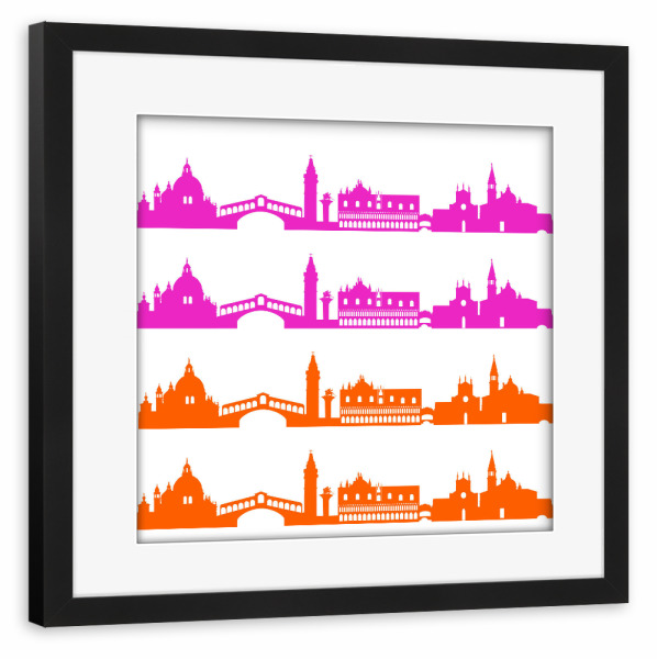 Poster mit Rahmen schwarz "Venedig 01 Bicolor pink orange" artboxONE - Städte,Reise,Abstrakt,Architektur,Städte / Venedig,Liebe