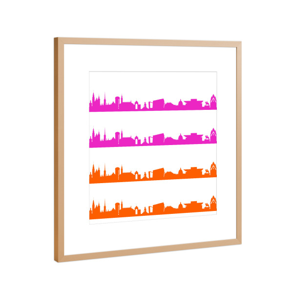 Poster mit Rahmen Kupfer "Copenhagen 01 Bicolor pink orange" artboxONE - Städte,Reise,Abstrakt,Architektur,Städte / København,Weihnachten
