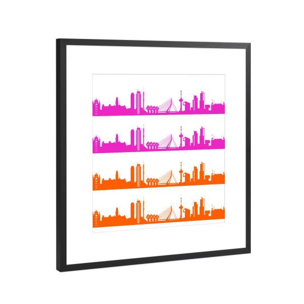 Poster mit Rahmen Schwarz (Metallic) "Rotterdam 01 Bicolor pink orange" artboxONE - Städte,Reise,Abstrakt,Architektur,Weihnachten,Städte / Weitere