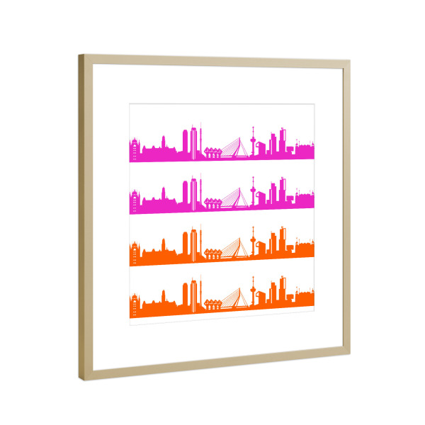 Poster mit Rahmen Gold "Rotterdam 01 Bicolor pink orange" artboxONE - Städte,Reise,Abstrakt,Architektur,Weihnachten,Städte / Weitere