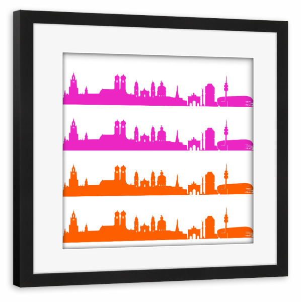 Poster mit Rahmen schwarz "München 01 Bicolor" artboxONE - Städte,Städte / München,Abstrakt,Architektur,Weihnachten