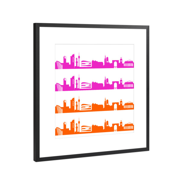 Poster mit Rahmen Schwarz (Metallic) "Stuttgart 01 Bicolor" artboxONE - Städte,Abstrakt,Architektur,Weihnachten,Städte / Stuttgart