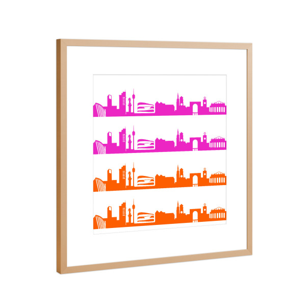 Poster mit Rahmen Kupfer "Stuttgart 01 Bicolor" artboxONE - Städte,Abstrakt,Architektur,Weihnachten,Städte / Stuttgart