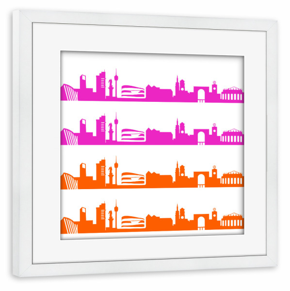 Poster mit Rahmen weiß "Stuttgart 01 Bicolor" artboxONE - Städte,Abstrakt,Architektur,Weihnachten,Städte / Stuttgart