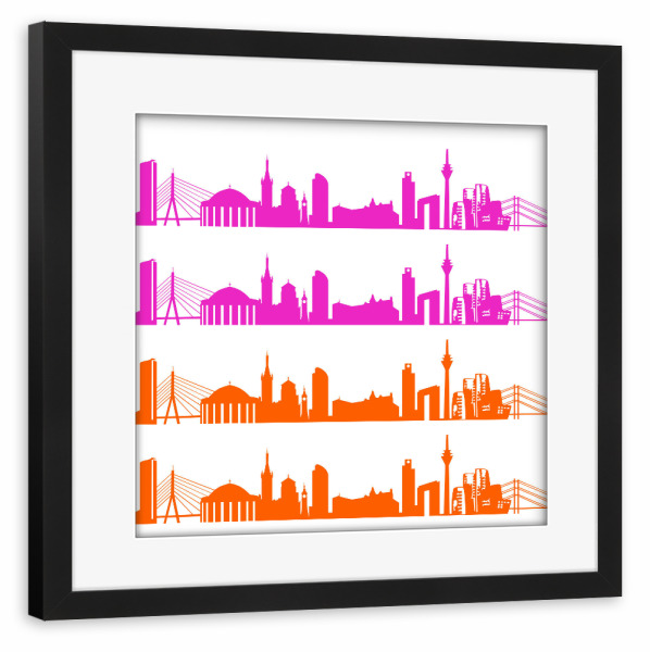 Poster mit Rahmen schwarz "Düsseldorf 01 Bicolor" artboxONE - Städte,Abstrakt,Architektur,Städte / Düsseldorf,Weihnachten