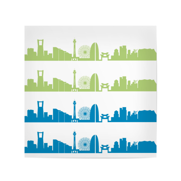 Poster 20x20 cm "Yokohama 02 Bicolor" artboxONE - Städte,Reise,Abstrakt,Architektur,Reise / Asien,Weihnachten,Städte / Weitere