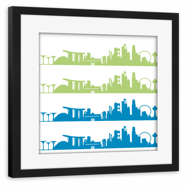 Poster mit Rahmen schwarz "Singapur 02 Bicolor" artboxONE - Städte,Reise,Abstrakt,Architektur,Reise / Asien,Weihnachten,Städte / Singapur