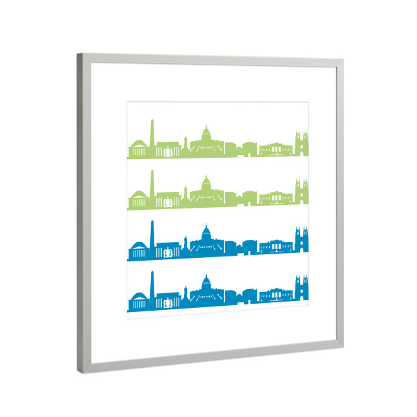 Poster mit Rahmen Silber "Washington 02 Bicolor" artboxONE - Städte,Abstrakt,Architektur,Weihnachten,Städte / Washington