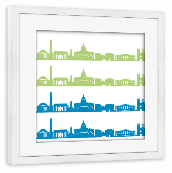 Poster mit Rahmen weiß "Washington 02 Bicolor" artboxONE - Städte,Abstrakt,Architektur,Weihnachten,Städte / Washington