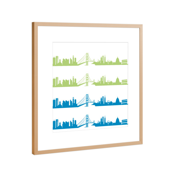 Poster mit Rahmen Kupfer "San Francisco 02 Bicolor" artboxONE - Städte,Reise,Abstrakt,Architektur,Liebe,Weihnachten,Städte / San Francisco