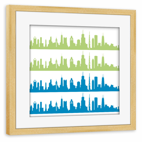 Poster mit Rahmen kiefer "Chicago 02 Bicolor" artboxONE - Städte,Reise,Abstrakt,Architektur,Städte / Chicago,Weihnachten