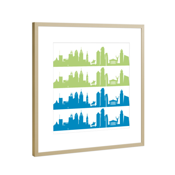 Poster mit Rahmen Gold "Philadelphia 02 Bicolor" artboxONE - Städte,Reise,Abstrakt,Architektur,Weihnachten,Städte / Weitere