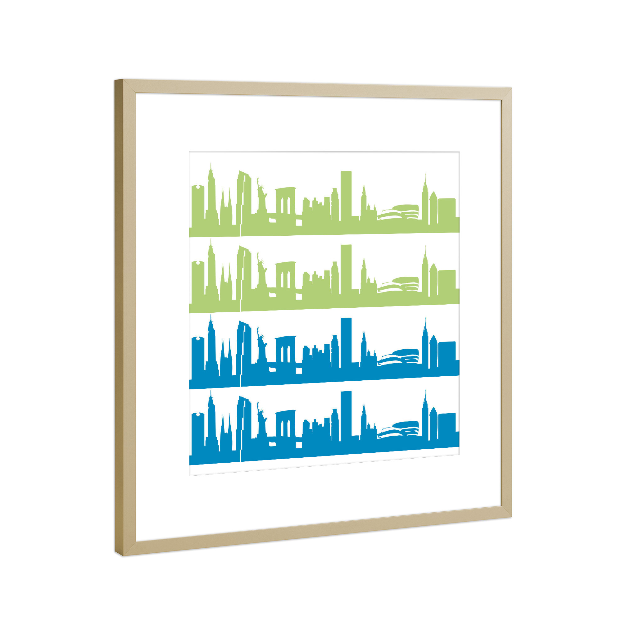 Poster mit Rahmen Gold "New York 02 Bicolor" artboxONE - Städte,Städte / New York,Reise,Abstrakt,Architektur,Liebe,Weihnachten