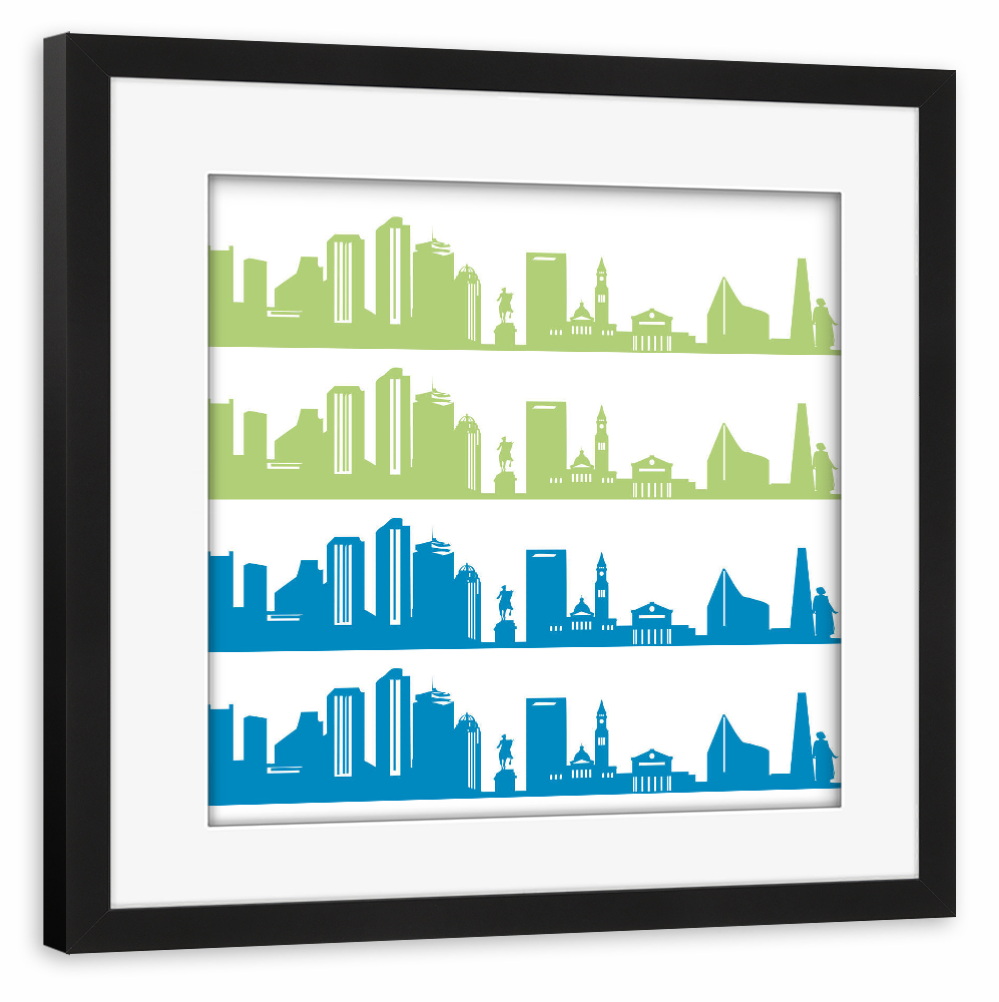 Poster mit Rahmen schwarz "Boston 02 Bicolor" artboxONE - Städte,Reise,Abstrakt,Architektur,Weihnachten,Städte / Boston