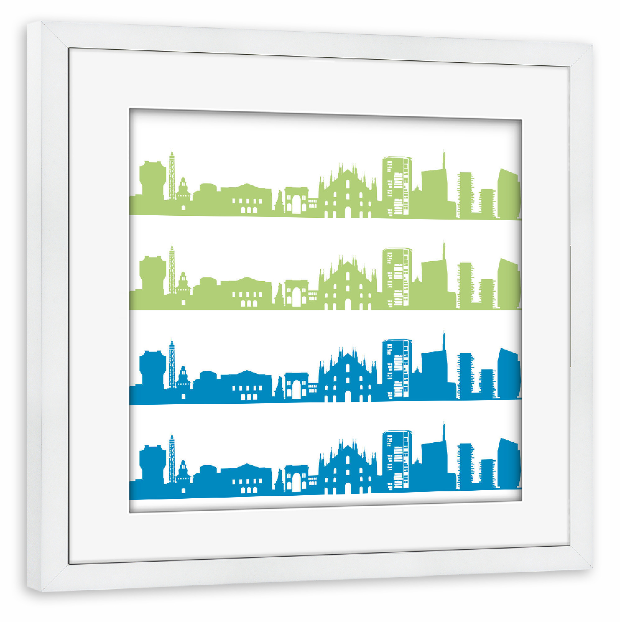 Poster mit Rahmen weiß "Mailand 02 Bicolor" artboxONE - Städte,Reise,Abstrakt,Architektur,Liebe,Weihnachten,Städte / Mailand