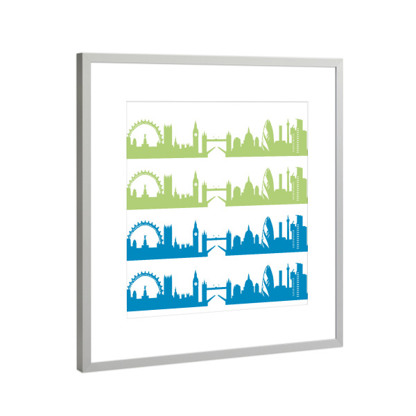 Poster mit Rahmen Silber "London 02 Bicolor" artboxONE - Städte,Städte / London,Reise,Abstrakt,Architektur,Weihnachten