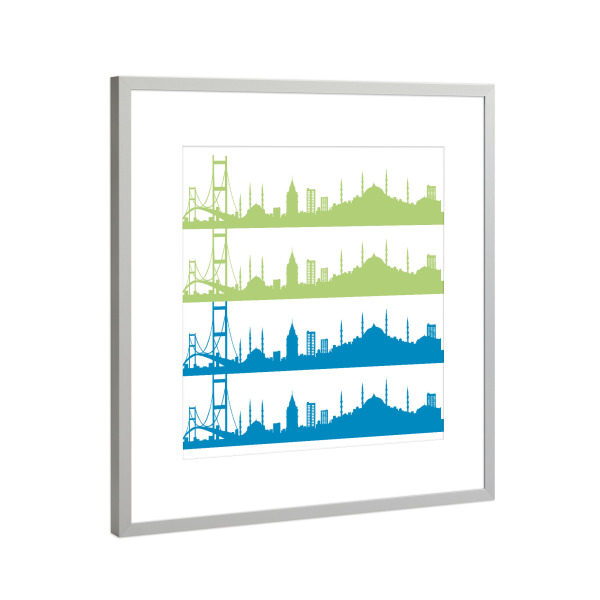 Poster mit Rahmen Silber "Istanbul 02 Bicolor" artboxONE - Reise,Abstrakt,Architektur,Weihnachten,Städte / Istanbul