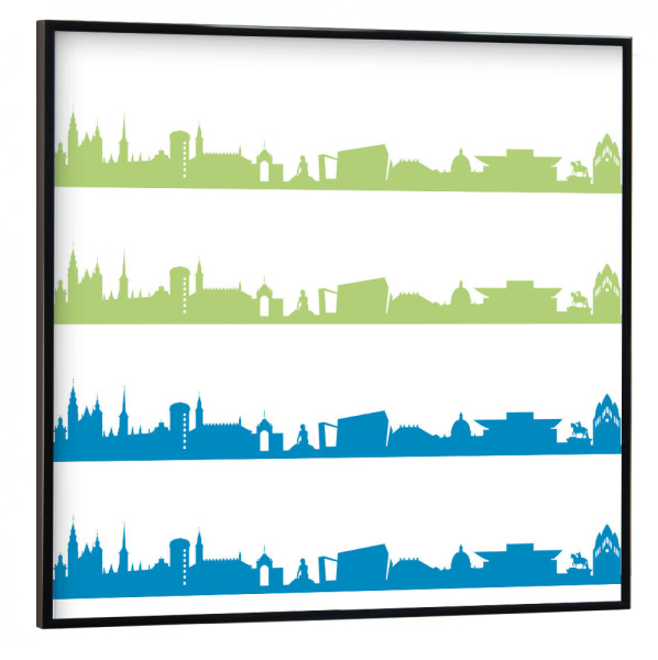 Poster mit schwarzem Rahmen 30x30 cm "Copenhagen 02 Bicolor" artboxONE - Städte,Reise,Abstrakt,Architektur,Städte / København,Weihnachten