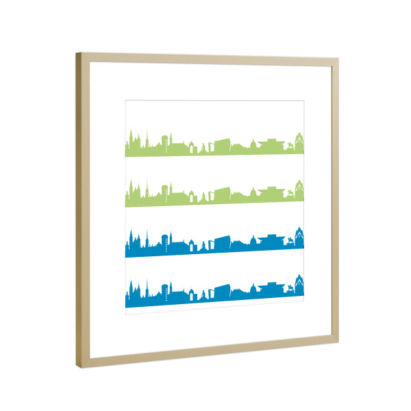 Poster mit Rahmen Gold "Copenhagen 02 Bicolor" artboxONE - Städte,Reise,Abstrakt,Architektur,Städte / København,Weihnachten
