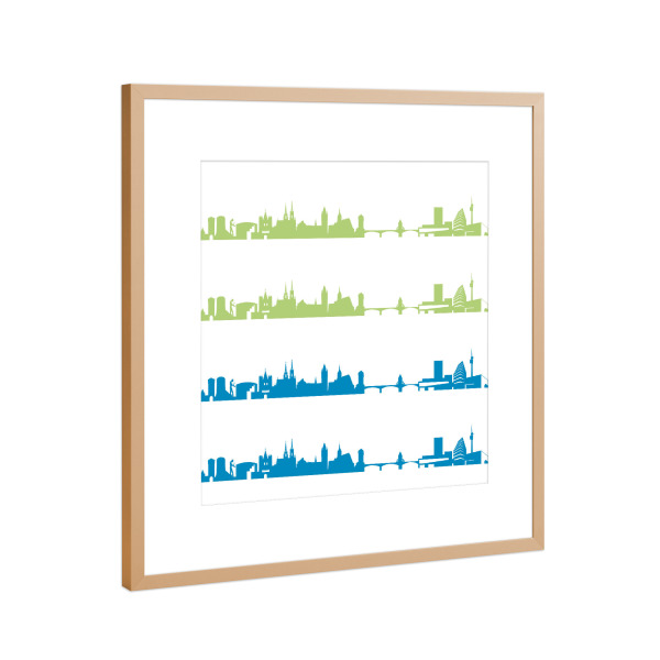 Poster mit Rahmen Kupfer "Basel 02 Bicolor" artboxONE - Städte,Reise,Abstrakt,Architektur,Städte / Weitere