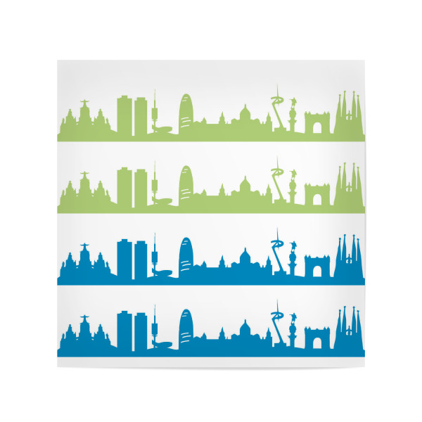 Poster 20x20 cm "Barcelona 02 Bicolor" artboxONE - Städte,Reise,Abstrakt,Architektur,Weihnachten,Städte / Barcelona