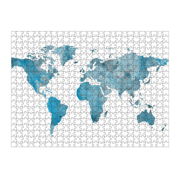 artboxONE Puzzle "World Map Poster Watercolor Blue" artboxONE - Reise,Für Kinder,Abstrakt,Fashion,Kartografie