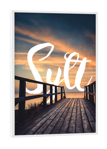Poster mit weißem Rahmen "Sylt" artboxONE - Typografie,Natur,Reise,Reise / Strand und Meer