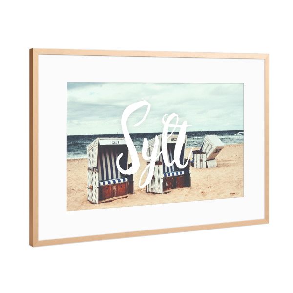 Poster mit Rahmen Kupfer "Sylt is where your heart is" artboxONE - Typografie,Natur,Reise,Reise / Strand und Meer