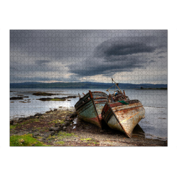 Puzzle Ravensburger "Alte Boote auf Isle of Mull" artboxONE - Natur,Reise - Schottland,Isle of mull,Salen,Boote,Wracks,Vereinigtes königreich,Meer,See