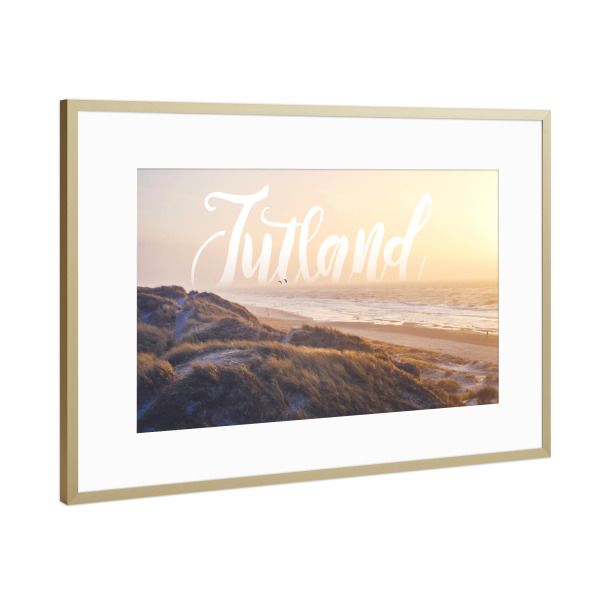 Poster mit Rahmen Gold "I love Denmark" artboxONE - Typografie,Natur,Reise,Reise / Strand und Meer