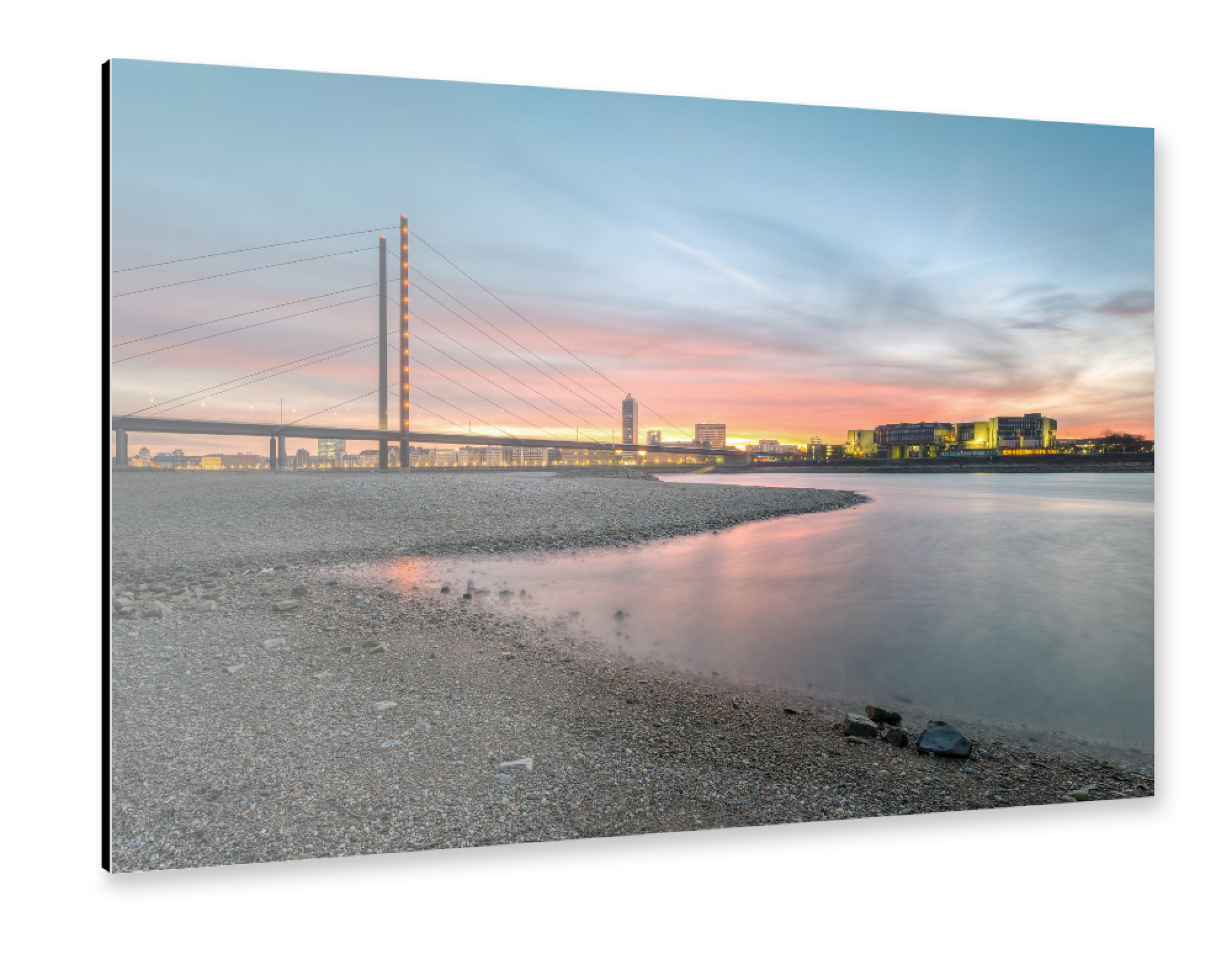 Alu-Dibond "Düsseldorf - Sonnenaufgang am Rhein I" 30x20 cm artboxONE