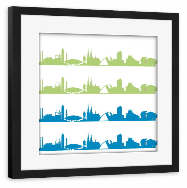 Poster mit Rahmen schwarz "Eindhoven 02 Bicolor" artboxONE - Städte,Reise,Städte / Weitere