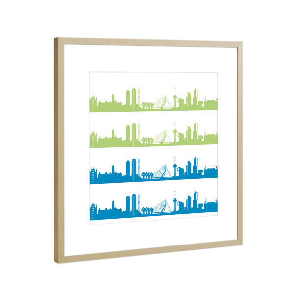 Poster mit Rahmen Gold "Rotterdam 02 Bicolor" artboxONE - Städte,Reise,Städte / Weitere