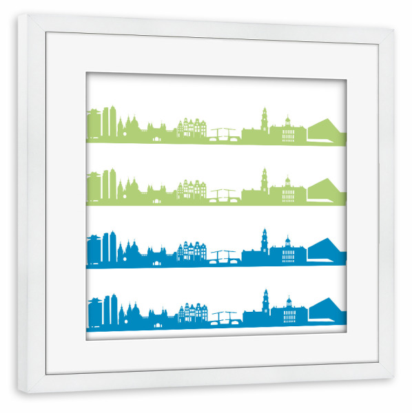 Poster mit Rahmen weiß "Amsterdam 02 Bicolor" artboxONE - Städte,Reise,Städte / Amsterdam