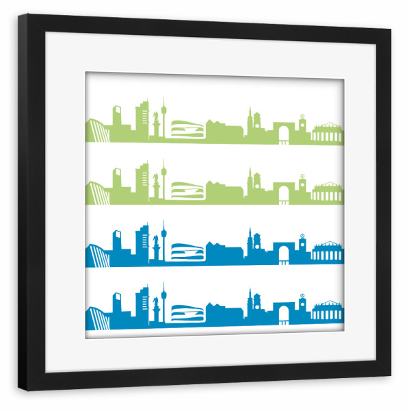 Poster mit Rahmen schwarz "Stuttgart 02 Bicolor" artboxONE - Städte,Reise,Städte / Stuttgart