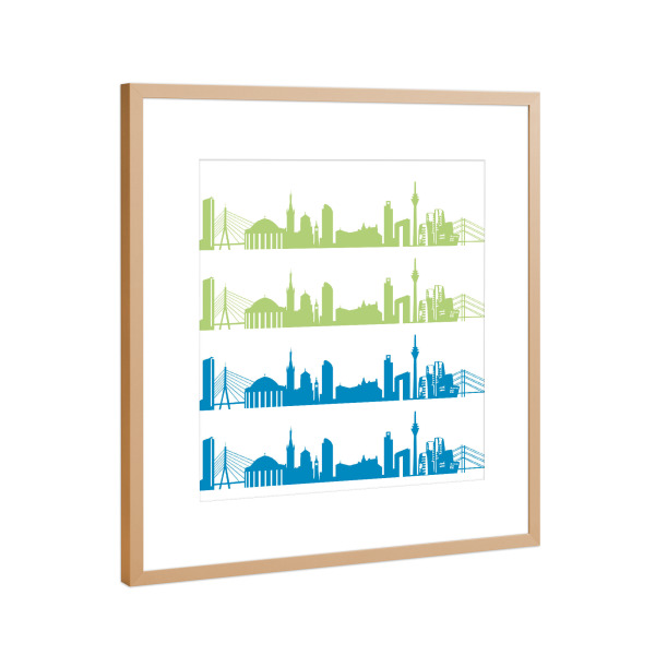 Poster mit Rahmen Kupfer "Düsseldorf 02 Bicolor" artboxONE - Städte,Reise,Städte / Düsseldorf