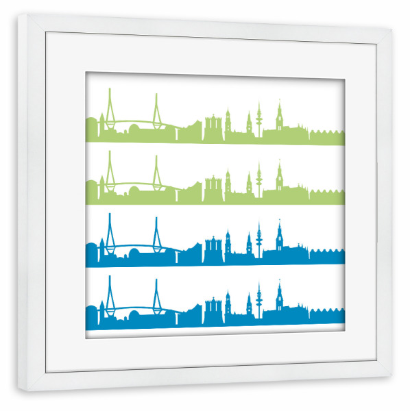 Poster mit Rahmen weiß "Hamburg 02 Bicolor" artboxONE - Städte,Städte / Hamburg,Reise