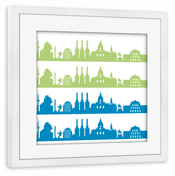 Poster mit Rahmen weiß "Hannover 02 Bicolor" artboxONE - Städte,Städte / Weitere
