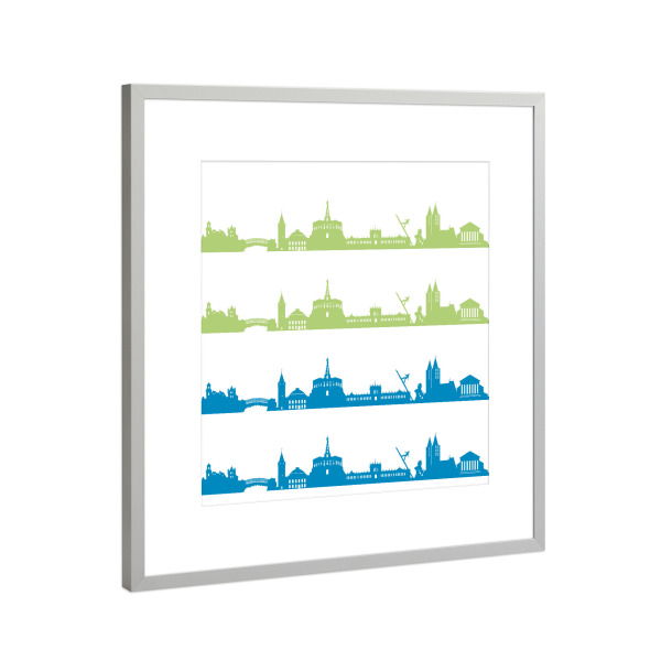 Poster mit Rahmen Silber "Kassel 02 Bicolor" artboxONE - Städte,Reise,Städte / Weitere