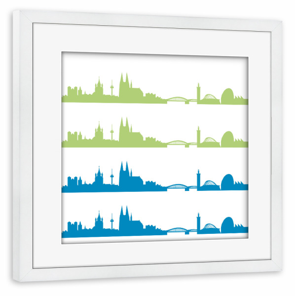 Poster mit Rahmen weiß "Köln 02 Bicolor" artboxONE - Städte,Städte / Köln,Reise